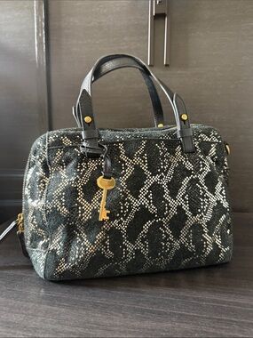Fossil Python Rachel Satchel Handbag Purse